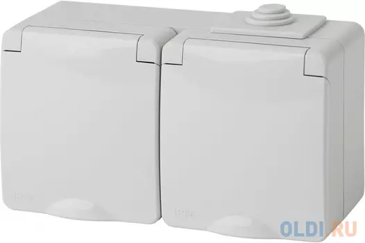 Эра Б0035991 11-2603-03 Розетка 2x2P+E гориз. IP65, 16A-250В, ОУ, серый