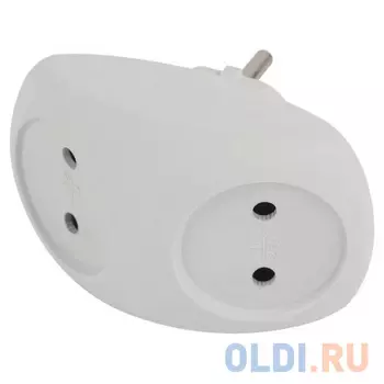 ЭРА Б0053480 Разветвитель электрический SPx-2-W на 2 розетки без заземления 10А белый