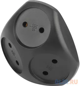 ЭРА Б0059721 Разветвитель электрический SPx-3-B на 3 розетки без заземления 10А черный