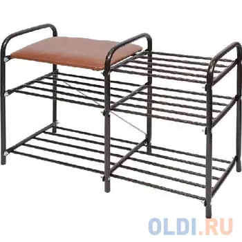 ЭТАЖЕРКА "ЛЮКС 3" 3-Х ЯРУСНАЯ РАЗБОРНАЯ (50 Х 33 Х 80 СМ) КАРКАС МЕДН.АНТИК, СИДЕНЬЕ МЯГК.КОРИЧН.