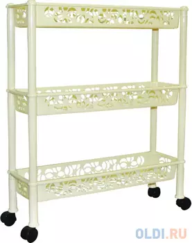 ЭТАЖЕРКА НА КОЛЕСАХ "PRIMA" 3 ПОЛКИ ДЛИННАЯ (1/12) "ПЛАСТИК РЕПАБЛИК" BQ2830