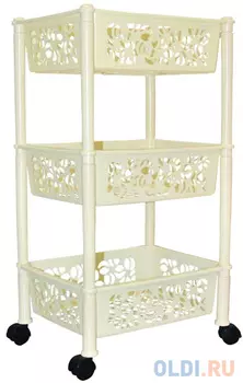 ЭТАЖЕРКА НА КОЛЕСАХ "PRIMA" 3 ПОЛКИ-КОРЗИНЫ (1/10) "ПЛАСТИК РЕПАБЛИК" BQ2828