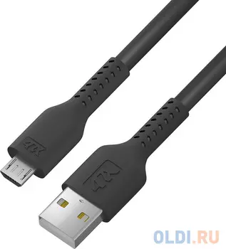 Кабель 1.0m MicroUSB, черный, черный ПВХ
