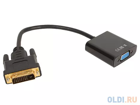 Кабель-адаптер DVI-D M (24+1) - VGA 15F ORIENT C060, для подкл.монитора/проектора к выходу DVI-D, длина 0.2 метра, черный