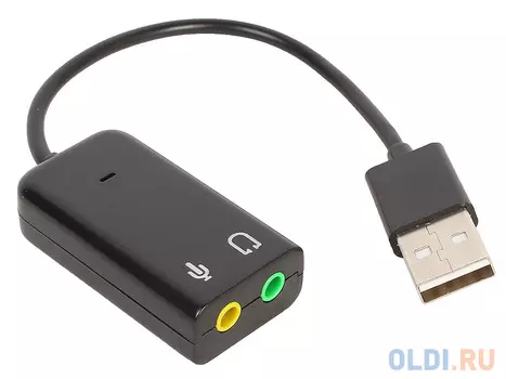 Кабель-адаптер Orient AU-01S, USB to Audio, 2 x jack 3.5 mm для подключения гарнитуры к порту USB, черный