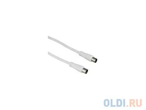Кабель антенный Hama 00122401 коаксиальный двойное экранирование M/F 1.5м 90дБ белый