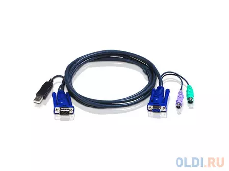 Кабель ATEN 2L-5502UP HD15M/USBAM--HD15F/MD6M 1.8м