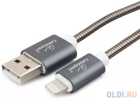 Кабель Lightning Cablexpert CC-G-APUSB02Gy-0.5M круглый титановый