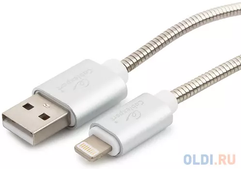 Кабель Cablexpert для Apple CC-G-APUSB02S-1M, AM/Lightning, серия Gold, длина 1м, серебро, блистер
