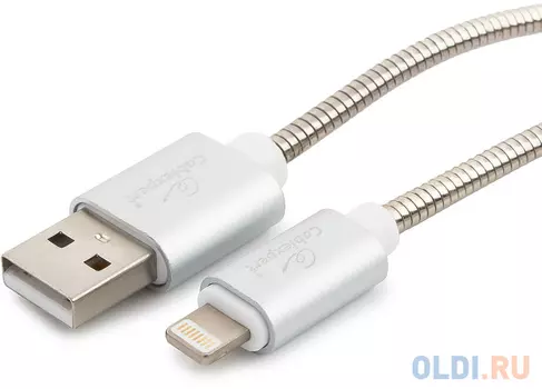 Кабель Lightning Cablexpert CC-G-APUSB02S-0.5M круглый белый/серебристый