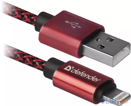 Кабель Lightning 1м Defender ACH01-03T PRO круглый красный