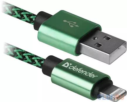 Кабель Lightning 1м Defender ACH01-03T PRO круглый зеленый