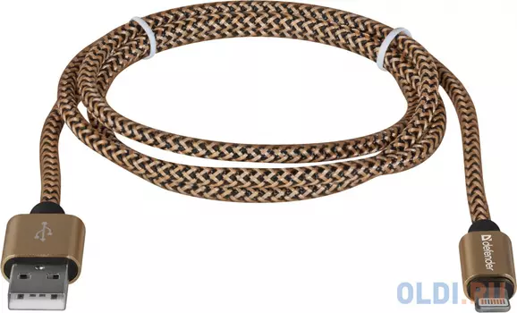 Кабель Lightning 1м Defender ACH01-03T PRO круглый золотистый