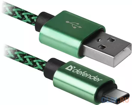 Кабель Type-C 1м Defender USB09-03T PRO круглый зеленый
