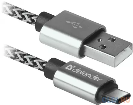 Кабель Type-C 1м Defender USB09-03T PRO круглый белый