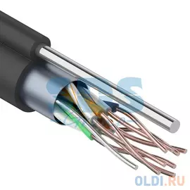 Кабель F/UTP outdoor с тросом 4 пары категория 5e REXANT восьмижильный медь 305 м черный