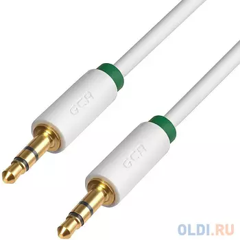 Greenconnect Кабель аудио 1.0m jack 3,5mm/jack 3,5mm белый, зеленая окантовка, ультрагибкий, 28 AWG, M/M, Premium GCR-AVC1662-1.0m, экран, стерео / GC