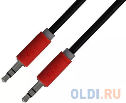 Greenconnect Кабель аудио 1.0m jack 3,5mm/jack 3,5mm черный, красные коннекторы, ультрагибкий, 28 AWG, M/M, Premium GCR-AVC115-1.0m, экран, стерео / G