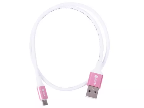 Кабель Greenconnect GCR-50779 0.5m USB 2.0, AM/microB 5pin, белый, алюминиевый корпус розовый, белый ПВХ, 28/28 AWG