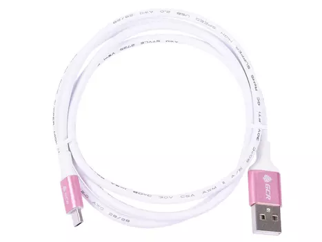 Кабель Greenconnect GCR-507801.0m USB 2.0, AM/microB 5pin, белый алюминиевый корпус розовый, белый ПВХ, 28/28 AWG