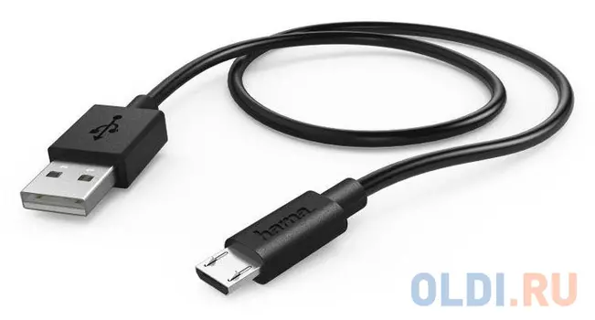 Кабель USB microUSB 0.7м HAMA 00178328 круглый черный