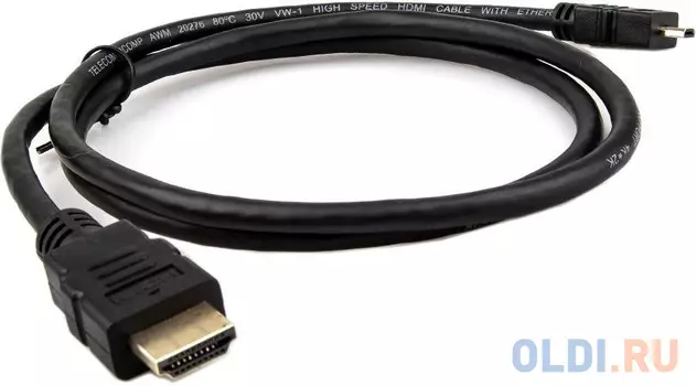 Кабель HDMI-19M --- MicroHDMI-19M ver 2.0+3D/Ethernet,1m Telecom 
