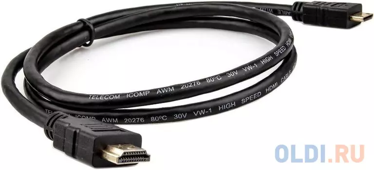 Кабель HDMI-19M --- MiniHDMI-19M ver 2.0+3D/Ethernet,1m Telecom 