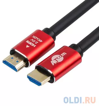 Кабель HDMI 1м Atcom AT5940 круглый черный/красный