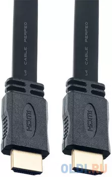 Кабель HDMI 1м Perfeo H1301 плоский черный