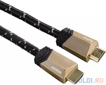 Кабель HDMI 2м HAMA 00122186 круглый черный/золотой