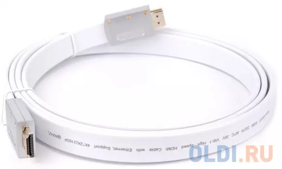 Кабель HDMI 19M/M ver 2.0, 1.8M, AOpen ACG568F-S-1.8M серебряно-белый Flat