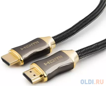 Кабель HDMI Cablexpert, серия Platinum, 4,5 м, v2.0, M/M, позол.разъемы, титановый металлический корпус, нейлоновая оплетка, блистер (CC-P-HDMI03-4.5M