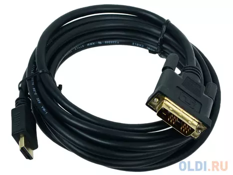 Кабель HDMI - DVI 19M/19M Single Link Gembird 3.0м, черный, позол.разъемы, экран, пакет CC-HDMI-DVI-10