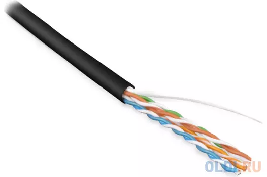 Кабель информационный Hyperline UUTP4-C5E-S24-IN-LSZH-BK-100 кат.5E U/UTP 4X2X24AWG LSZH внутренний 100м черный