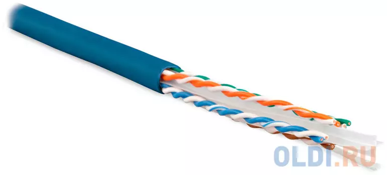 Кабель информационный Hyperline UUTP4-C6-S23-IN-PVC-BL-305 кат.6 U/UTP 4X2X23AWG PVC внутренний 305м синий