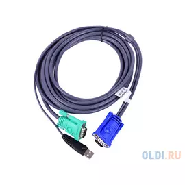 Кабель ATEN KVM Cable 2L-5205U Кабель для KVM: USB(Am)+DB15(m) (PC) -на- SPHD15(m) (KVM),5м