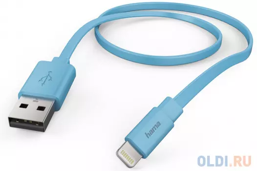 Кабель Lightning 1.2м HAMA Flat плоский синий