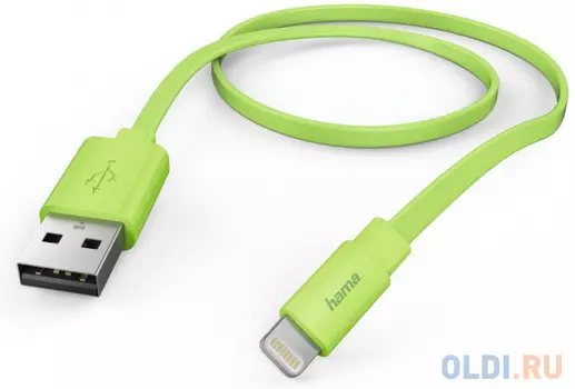 Кабель Lightning 1.2м HAMA Flat плоский зеленый