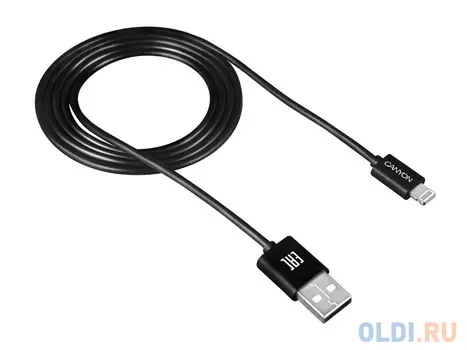 Кабель Lightning 1м Canyon CNE-CFI1B круглый черный