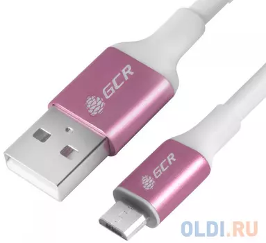 Кабель microUSB 1.5м Green Connection GCR-50781 круглый белый/розовый