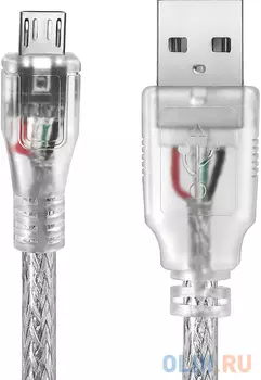 Кабель microUSB 1.8м Green Connection GCR-UA2MCB2-BB2S-1.8m круглый прозрачный