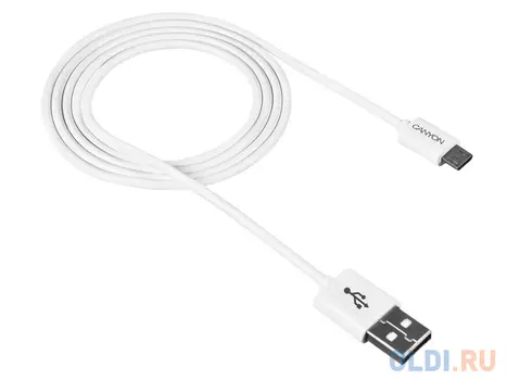Кабель microUSB 1м Canyon CNE-USBM1W круглый белый