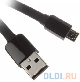 Кабель microUSB 1м Continent QCU-5102BK плоский черный