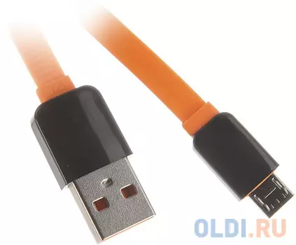 Кабель microUSB 1м Continent QCU-5102OG плоский оранжевый