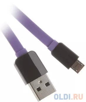 Кабель microUSB 1м Continent QCU-5102VT плоский фиолетовый
