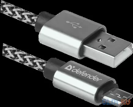 Кабель microUSB 1м Defender USB08-03T PRO круглый белый