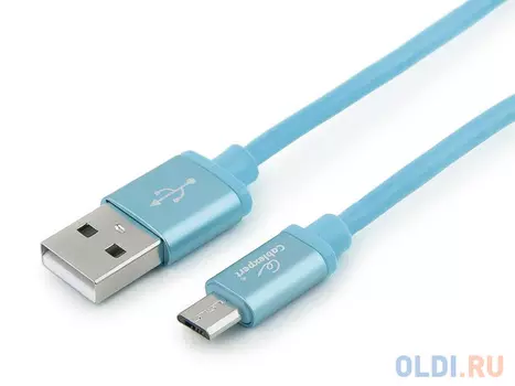 Кабель microUSB 1м Gembird CC-S-mUSB01Bl-1M круглый голубой
