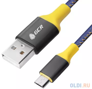 Кабель microUSB 1м Green Connection GCR-50699 круглый черный/желтый