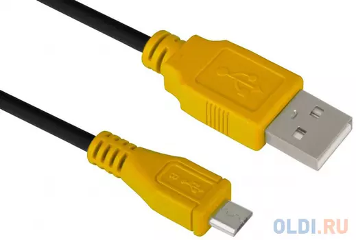 Кабель microUSB 1м Green Connection GCR-UA3MCB1-BB2S-1.0m круглый черный/желтый