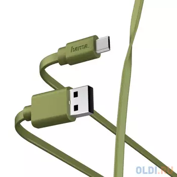 Кабель microUSB 1м HAMA 00187228 плоский зеленый